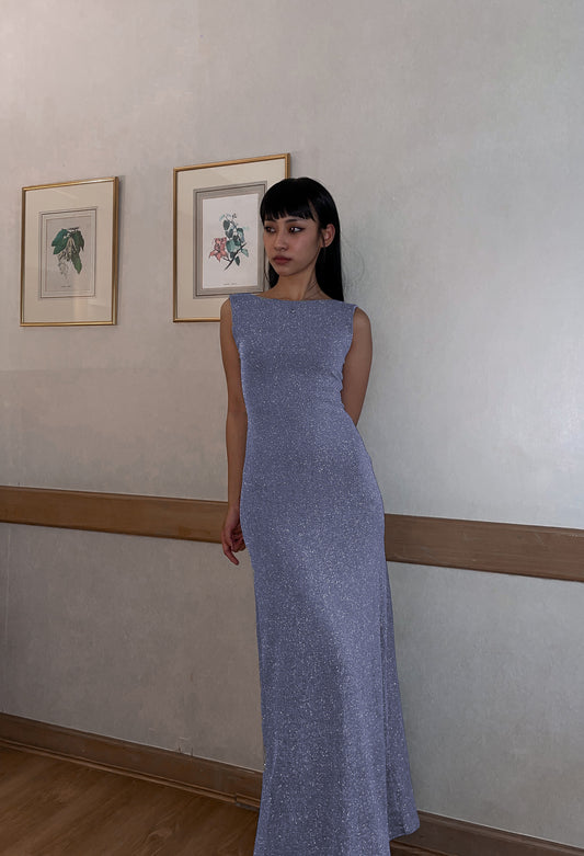 Sirena dress in Silver-blue Glitter